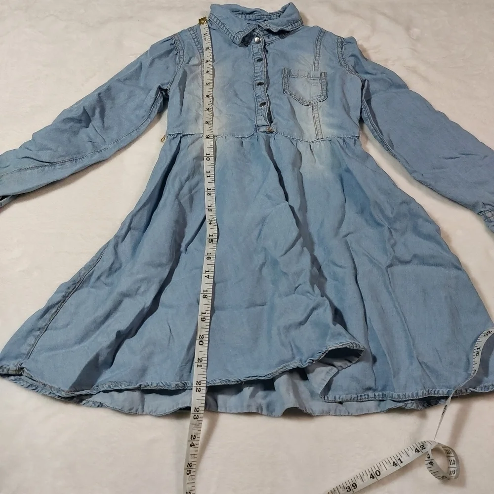 JUSTICE CHAMBRAY ROLL TAB SLEEVE DRESS SIZE 6